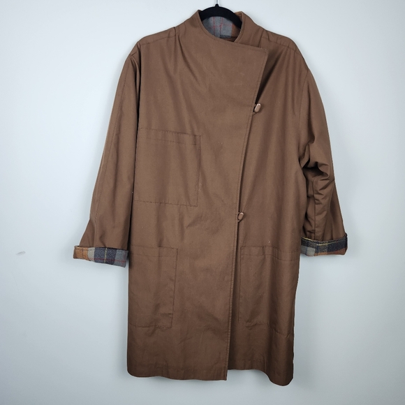 VTG EATON Reversible Brown Wool Coat Trench Coat Size 12 Fits Large - Picture 5 of 15